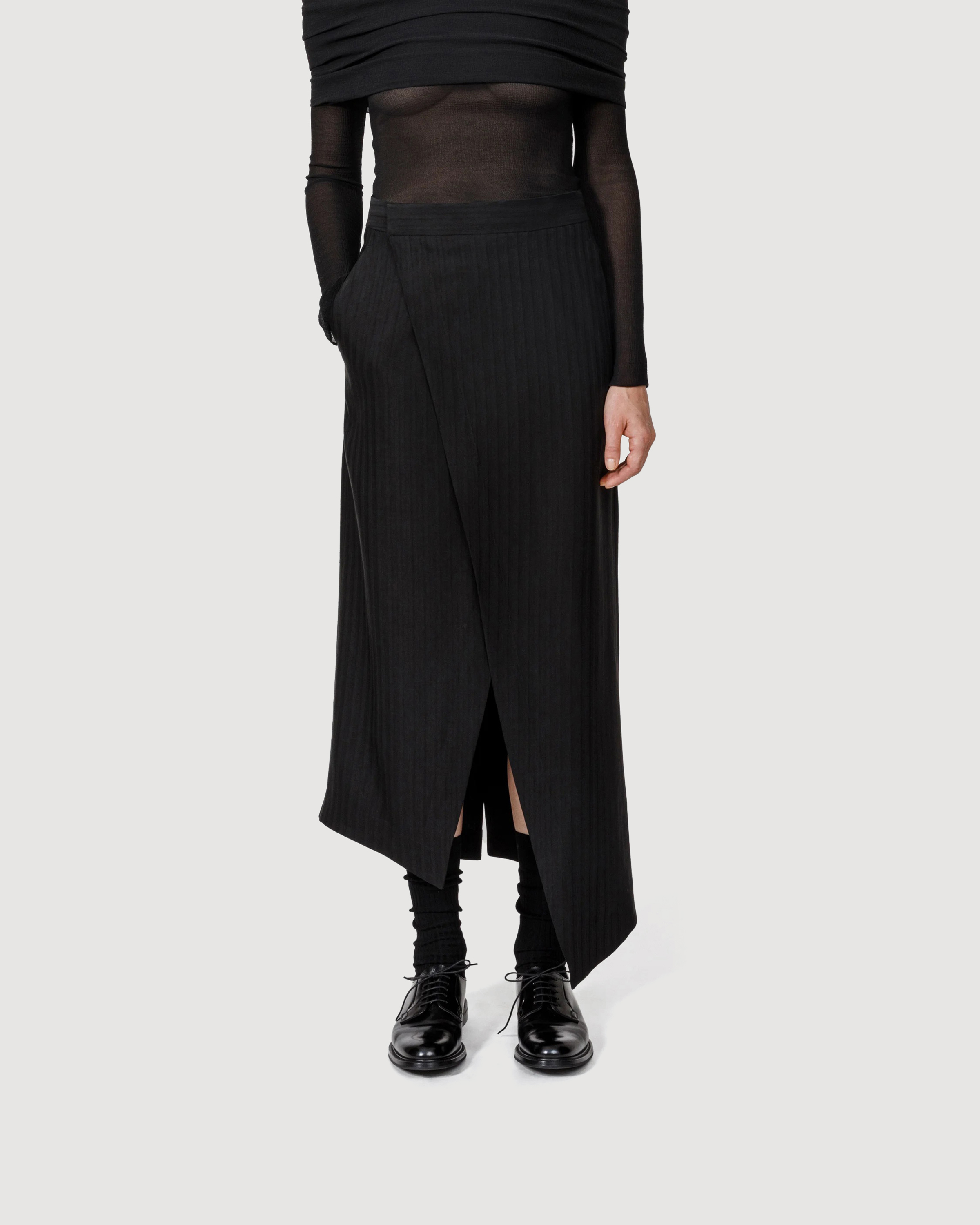 Wrap midi skirt with adjustable fit